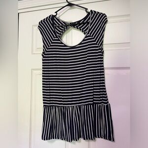 Navy and white cap sleeve top